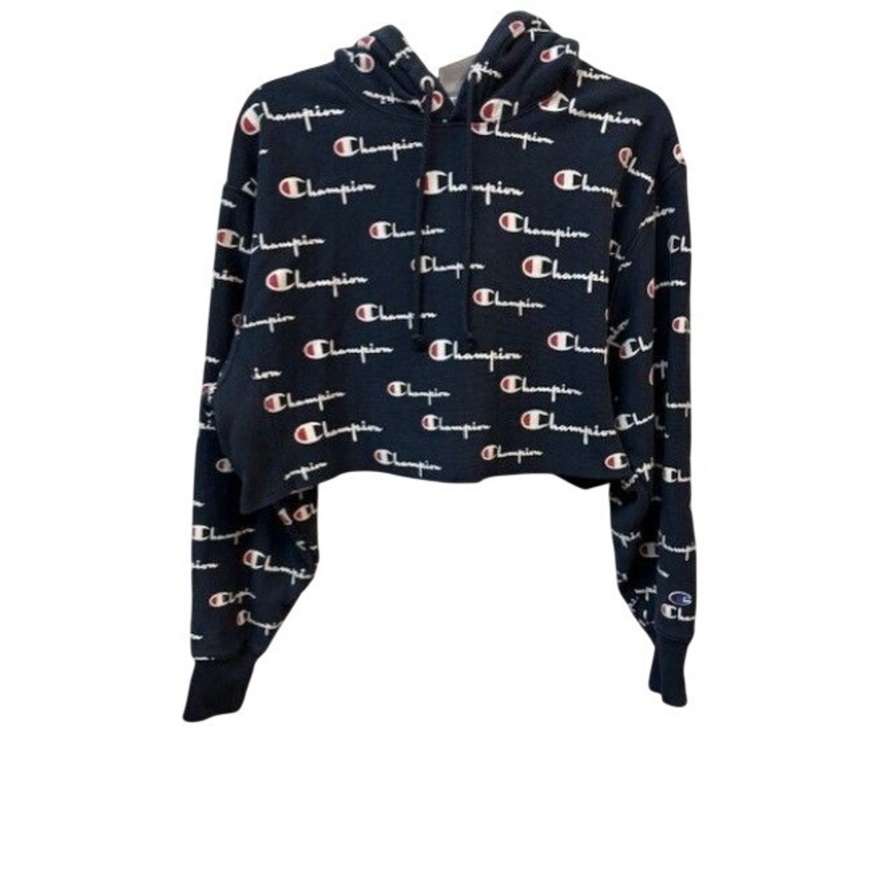 Champion Womens Cropped Hoodie‎ Sweatshirt Size L